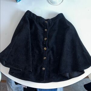 Black Corduroy Button-Front Skirt